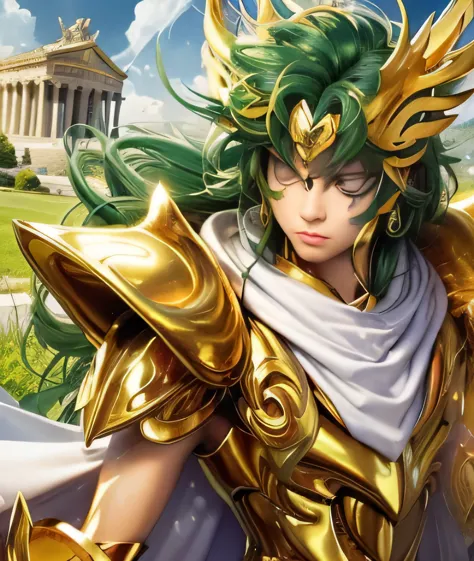 wearing golden armor、woman holding sword and shield, saint seiya, portrait zodiac knight girl, lady paluto&#39;s, unreal engine ...