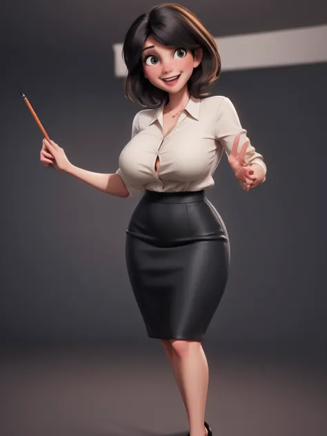 Young in innocent girl, masterpiece, (solo:1.1), sexy, office, heels, pencil skirt, brunette, black hair, perfect beautiful face...