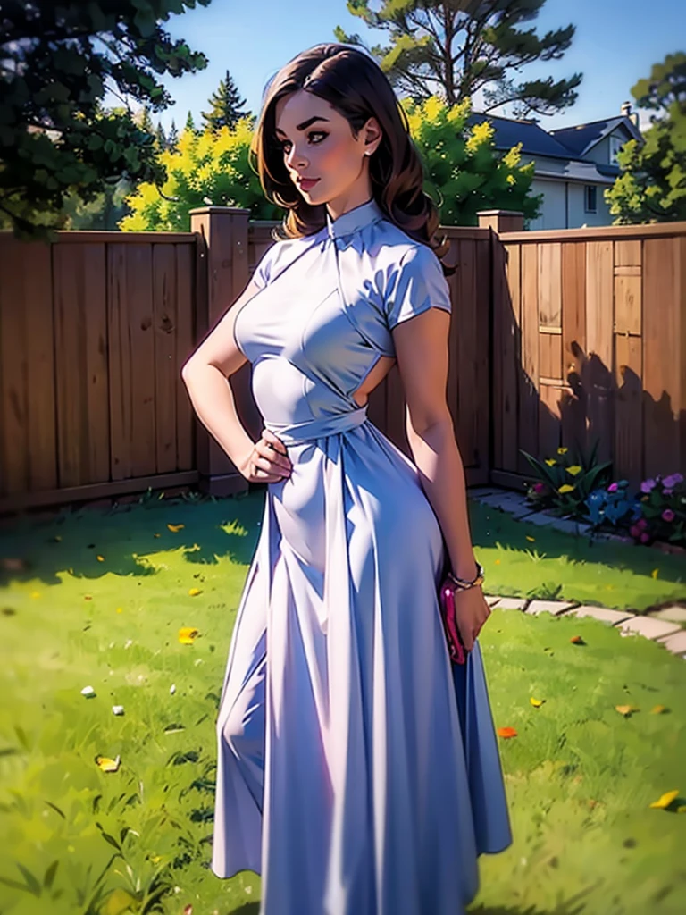 woman, fence dress