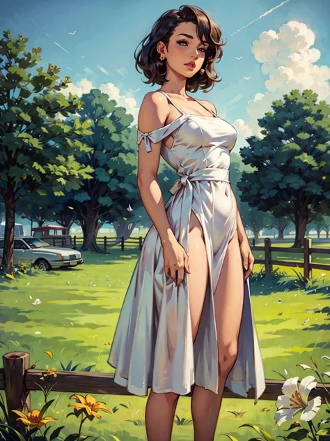 woman, fence dress