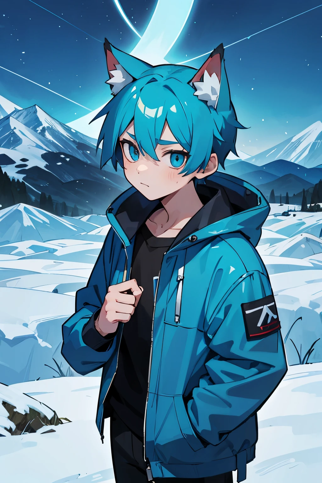 Blue hair with kemomimi ears、A 16-year-old boy with a dark and cool personality、There is a wild feeling、Mountain Raised、Raised by nature