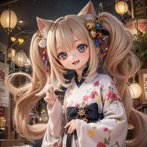 "(best quality,ultra-detailed),chibi ermine girl,adorable kawaii,yukata,playful,smiling,expressive eyes,soft pastel colors,with ...