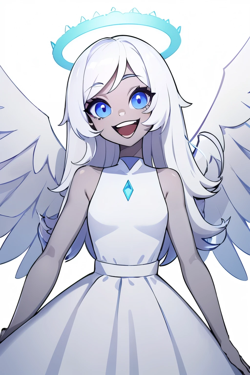 Anime girl with angel wings and a halo on her head - SeaArt AI