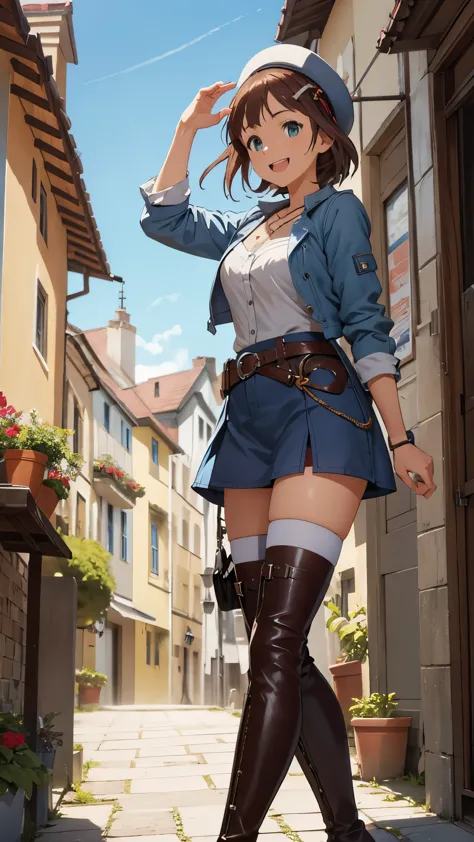 cg, unity, 8k, wallpaper, highest quality, masterpiece, 1 girl, haruka amami, cowboy shot, standing, looking at viewer, outdoors...