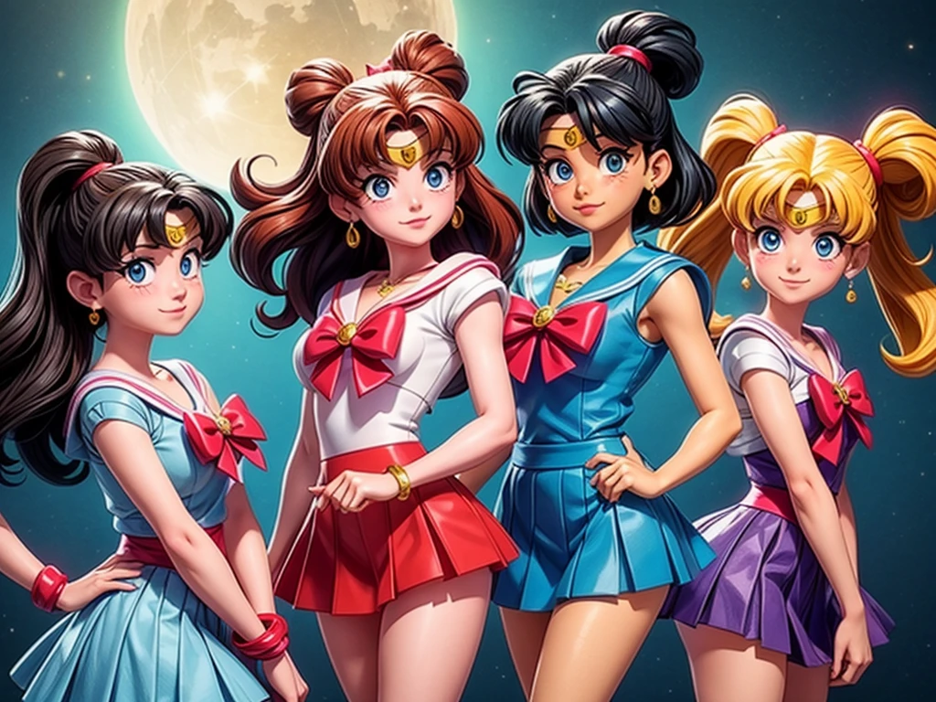 Sailor Moon、Marinheiro Mercúrio、Marinheiro Marte、Marinheiro Júpiter、marinheiro Vênus