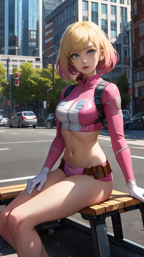 (highly quality, masterpiece, detailed), city detailed scenario, city detailed background, solo, gwenpool, blonde hair, multi co...