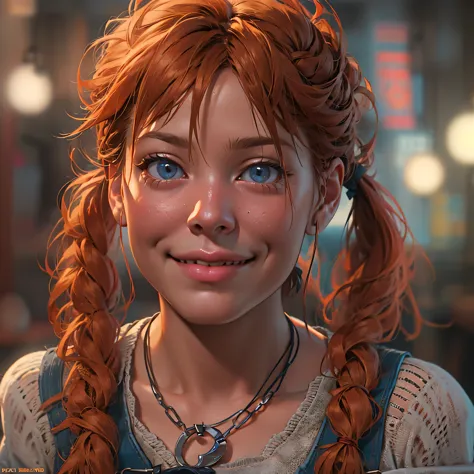 grown-up Pippi Longstocking, photo-realistic, octane render, unreal engine, ultra-realistic, 