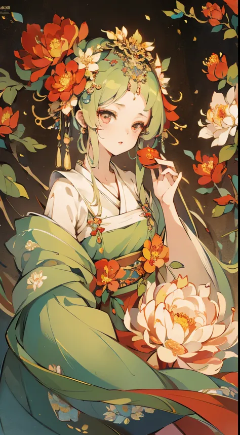 （huang li，high resolution，super detailed），1 sister，solo，very detailed eyes，gardenia elements（official art，beautiful and beautifu...