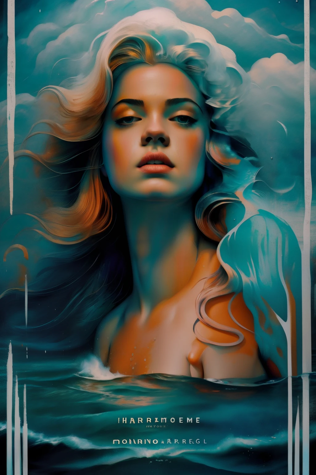 best quality,4k,8k,highres,masterpiece:1.2,ultra-detailed,photorealistic,advertising poster,mermaid,storm,monochromatic,harrowing,contrasting colors,dynamic lighting,water reflections,striking composition,dramatic atmosphere,mysterious concept