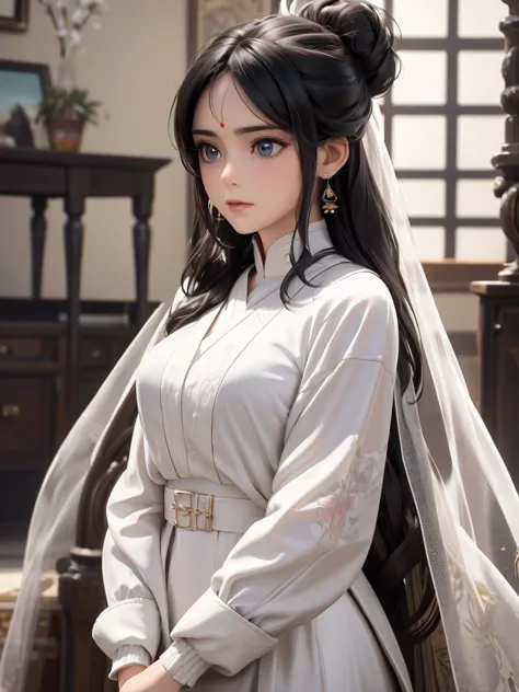 top quality, High image quality, masterpiece, The role must be carefully considered, Black hair, delicate eyes, White clothes, l...