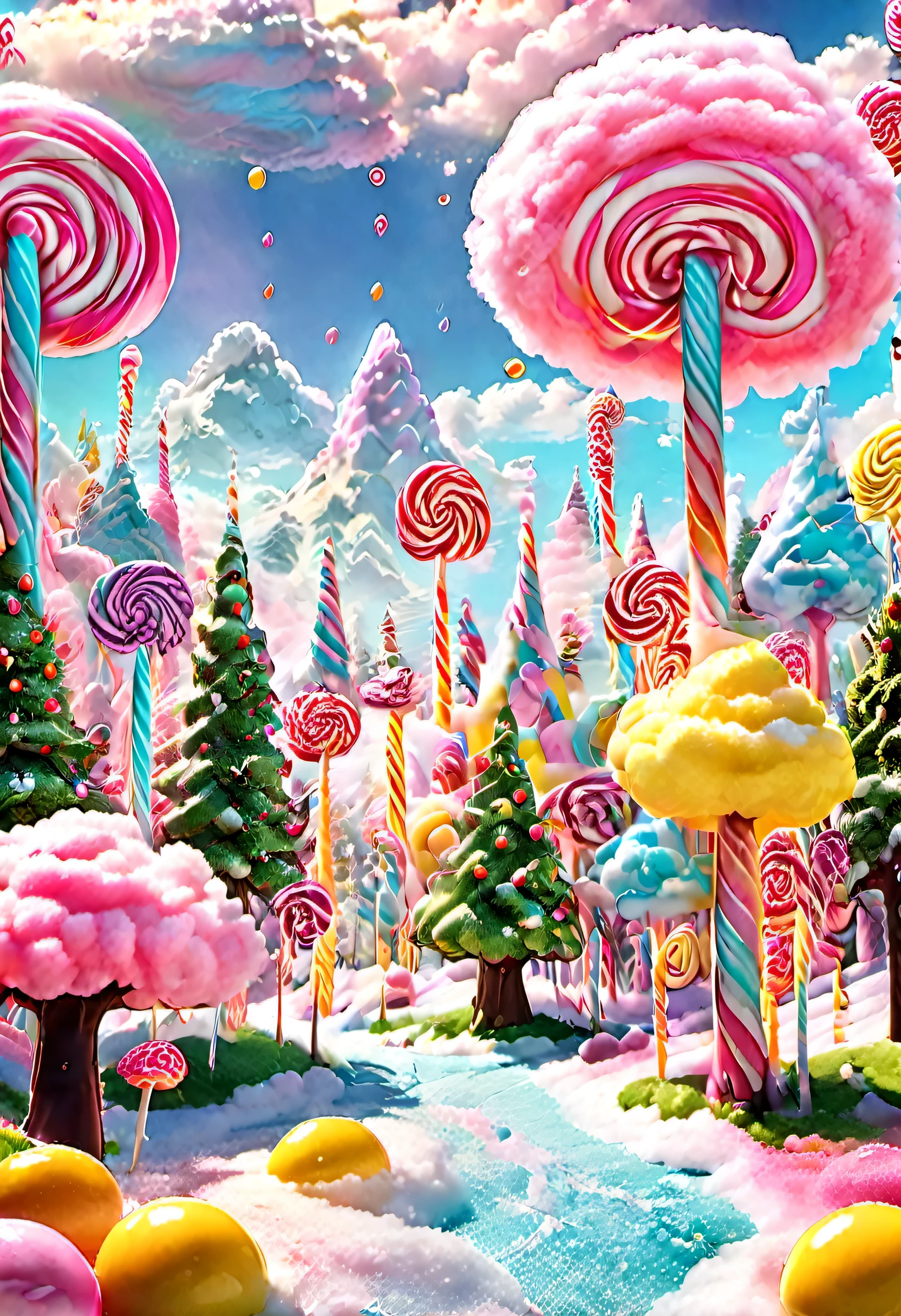A techno sugar fortress stands in a sugary wasteland;  jagged sugar spires r sch towards the sky; rock candy towers loom menacingly as lemon lightning crashes 