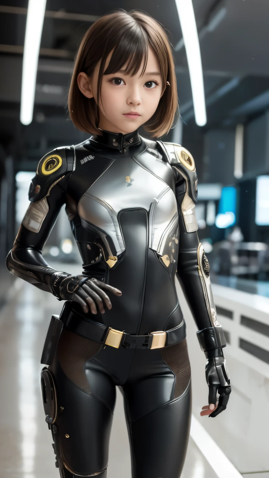 high quality, ​realistic masterpiece, two close friends, Beautiful tween girls, small skinny girls, cute girl face, cyberpunk, Wearing futuristic robotic tactical shear armor cyberpunk suit with cutouts showing torso, skinny athletic body, innocent, playful, Famous actresses of Japan, very beautiful face