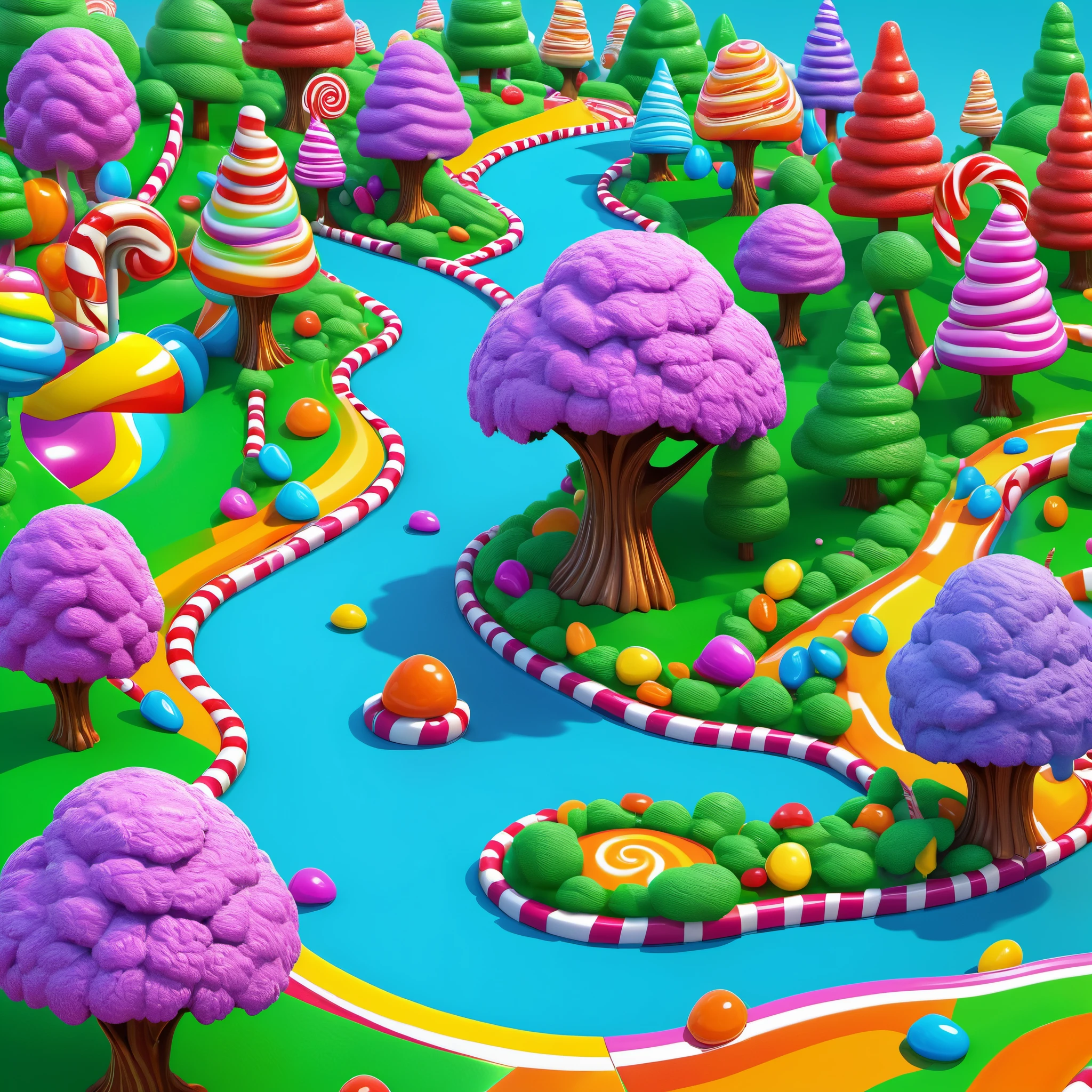 (candy land Explore a candy land realm filled with edible trees, where gumdrop mountains rise to dizzying heights, and the paths are paved with smooth, vibrant gummy bricks.), 8k octane render, high detail, masterpiece, hyperdetailed, intricate details