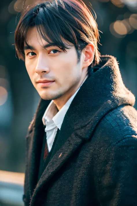 Photoreal, 8k Full Length Portrait, Handsome, A 29-year-old man, An attractive expression that mixes Atsuro Watanabe, Detailed d...