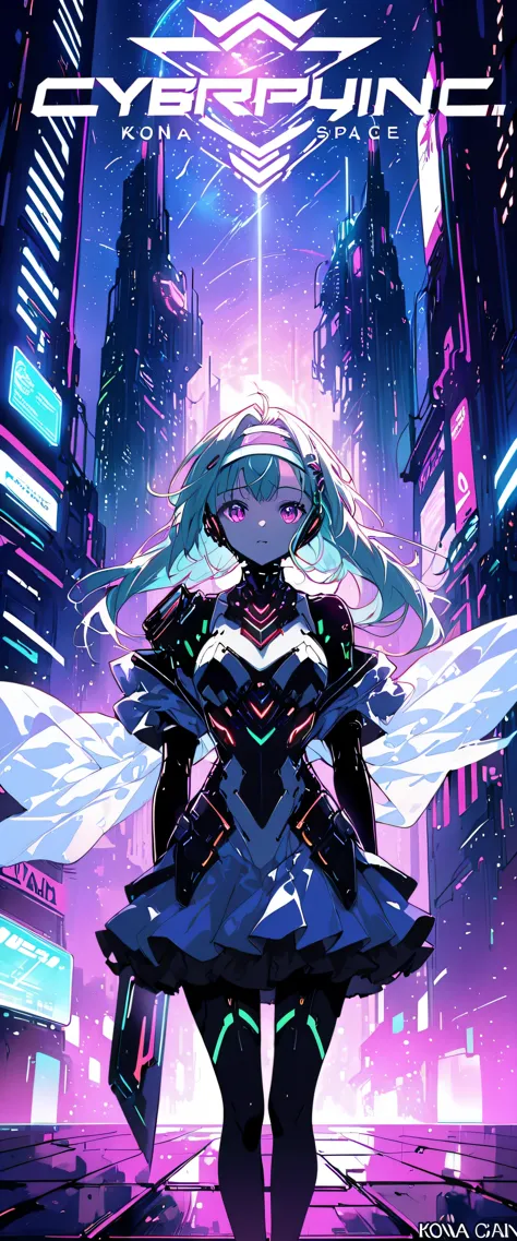 Anime girl wearing a dress and headband standing in front of a building, digital cyberpunk anime art, Digital Cyberpunk - Anime ...