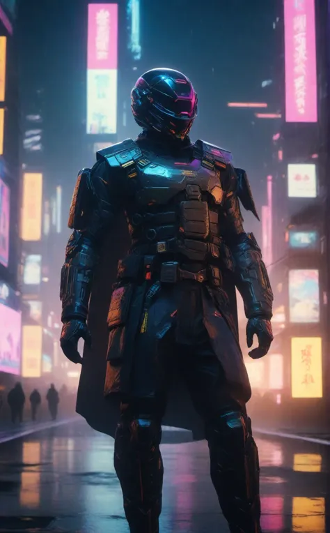 cinematic photo a man with a helmet with a tactical armour, Tactical vest with ammo pouches, A black cape behind him flowing in ...