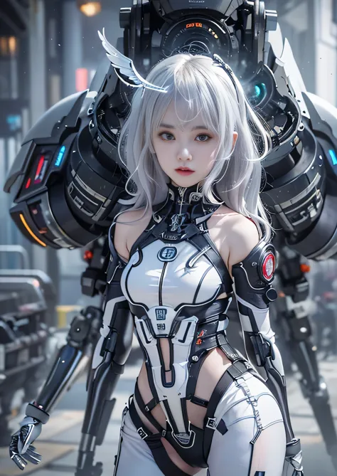 highest quality、master piece、超A high resolution、(Photoreal:1.4)、Raw photo、Combat Robot Angel、white porcelain body、Acrylic transp...