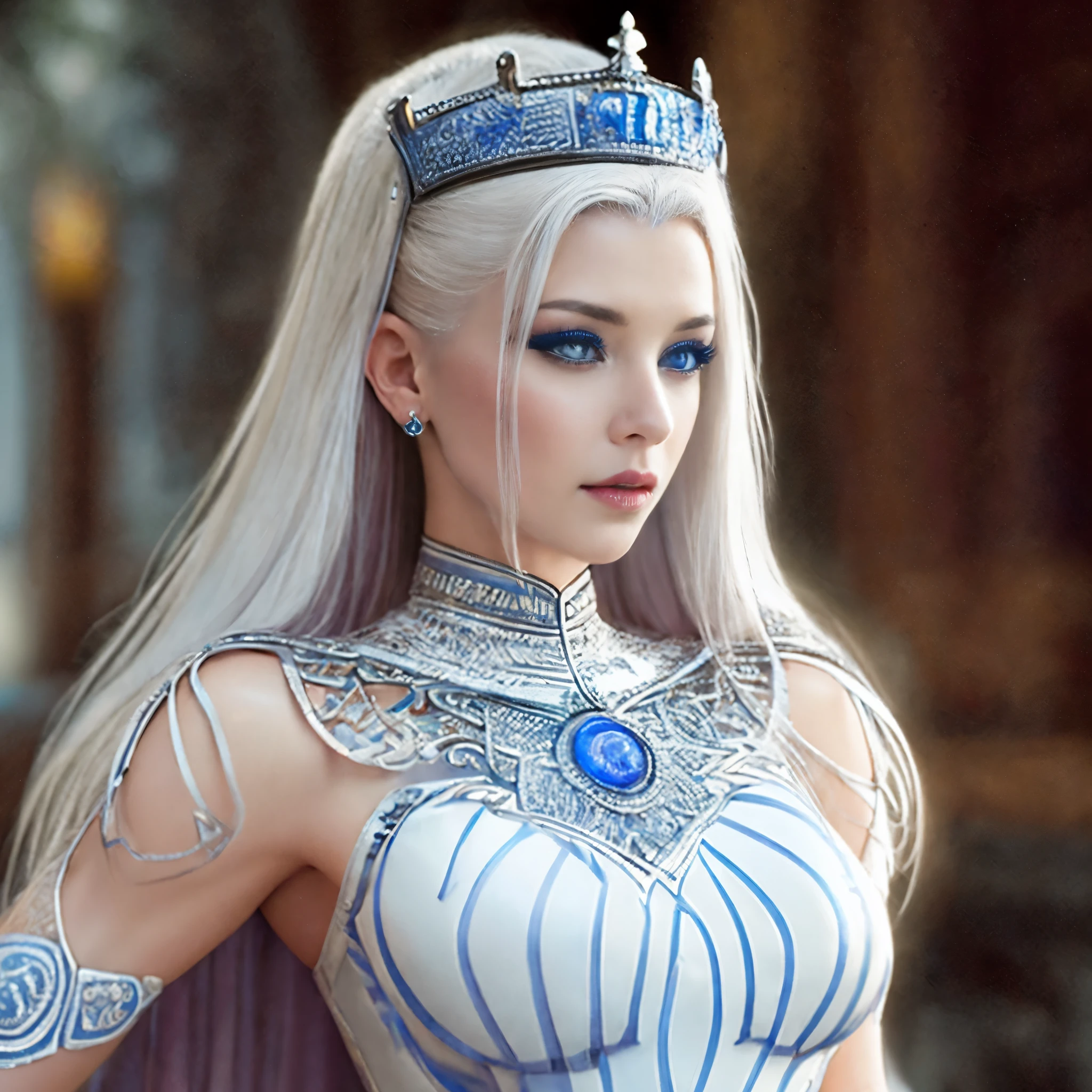 a close up of a woman with a tia on her head, a beautiful fantasy empress, beautiful and elegant elf queen, portrait of an elf queen, 3 d render character art 8 k, ((a beautiful fantasy empress)), alluring elf princess knight, beautiful elven princess, epic fantasy art style hd, elf queen, elven princess, goddess. extremely high detail