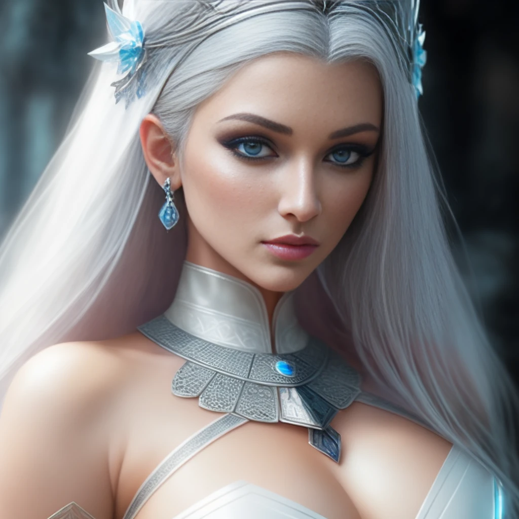 a close up of a woman with a tia on her head, beautiful and elegant elf queen, portrait of an elf queen, 3 d render character art 8 k, stunning character art, beautiful elven princess, deviantart artstation cgscosiety, fantasy concept art portrait, beautiful and elegant female elf, fantasy art behance, a beautiful fantasy empress