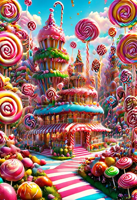 Candyland, Candy Land, by Lisa_Frank, (masterpiece, best quality, Professional, perfect composition, very aesthetic, absurdres, ...