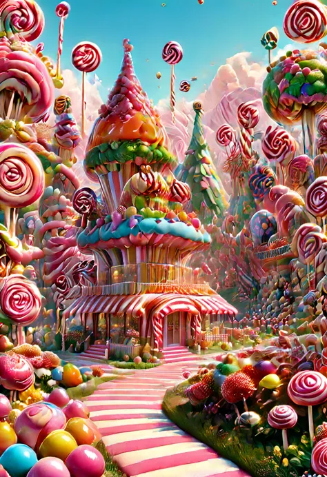 candyland, candy land, candyland, by wes anderson, best quality, masterpiece, very aesthetic, perfect composition, intricate det...