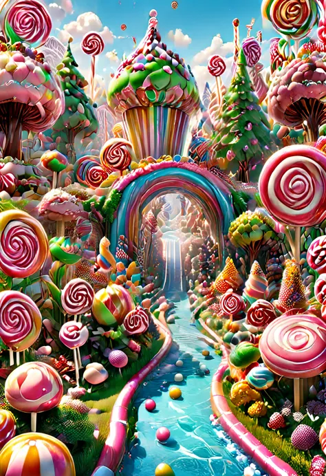 Candyland, Candy Land, Thomas train, (masterpiece, best quality, Professional, perfect composition, very aesthetic, absurdres, u...