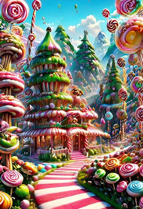 Candyland, Candy Land, Kung Fu Panda, (masterpiece, best quality, Professional, perfect composition, very aesthetic, absurdres, ...