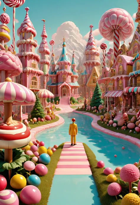 candyland, by wes anderson, best quality, masterpiece, very aesthetic, perfect composition, intricate details, ultra-detailed