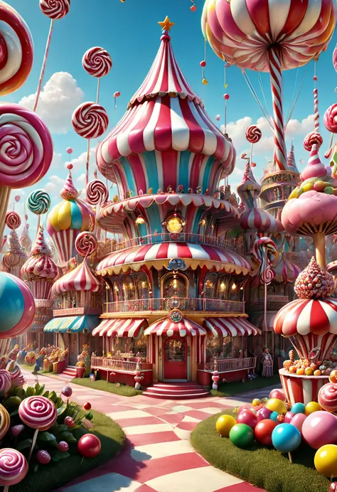 candyland, by circus troup, best quality, masterpiece, very aesthetic, perfect composition, intricate details, ultra-detailed