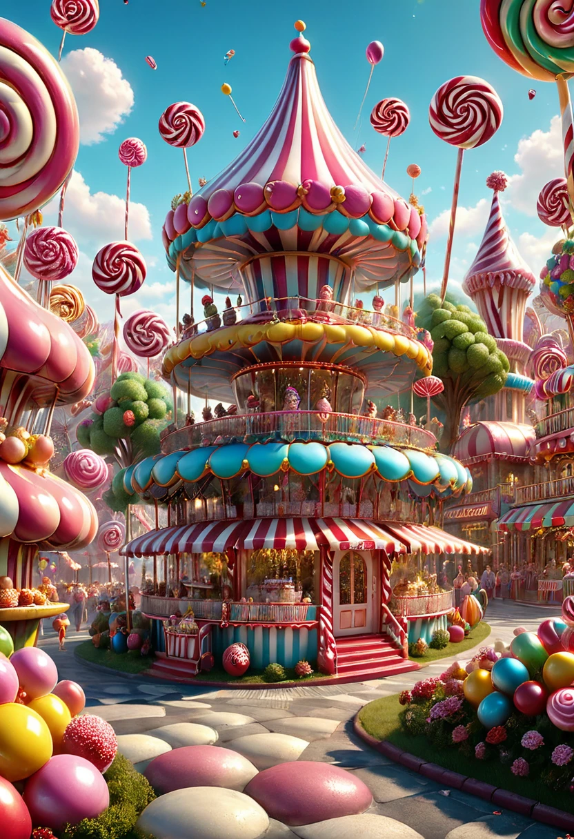 Candyland, by Wes Anderson, best quality, masterpiece, very aesthetic, perfect composition, intricate details, ultra-detailed