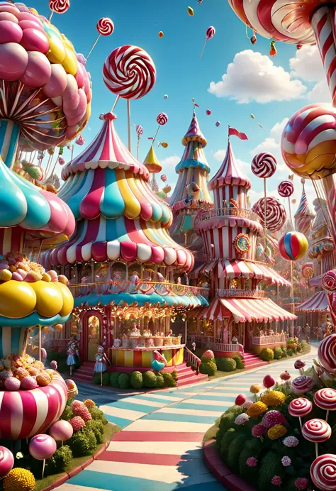 candyland, carnival, best quality, masterpiece, very aesthetic, perfect composition, intricate details, ultra-detailed