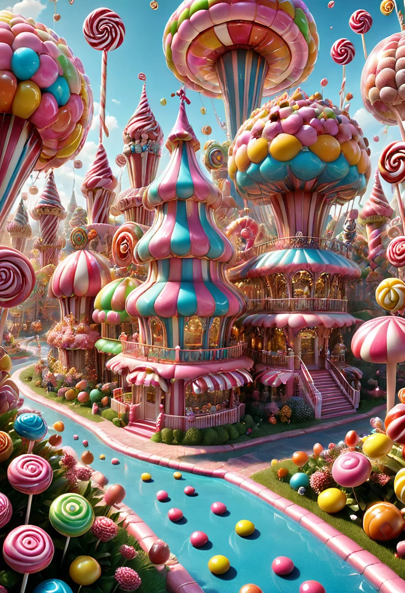 Candyland, by Wes Anderson, best quality, masterpiece, very aesthetic, perfect composition, intricate details, ultra-detailed