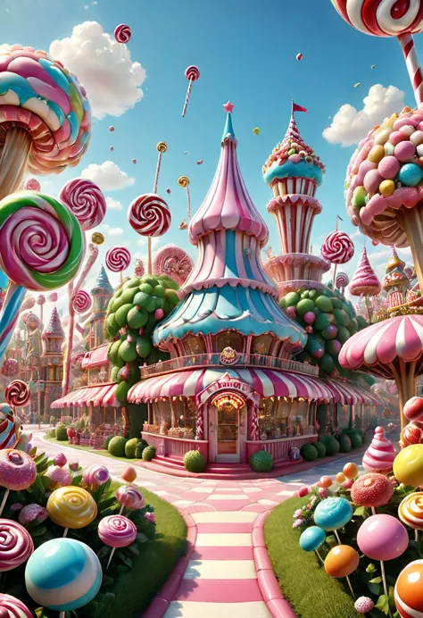 candyland, amusement park, best quality, masterpiece, very aesthetic, perfect composition, intricate details, ultra-detailed