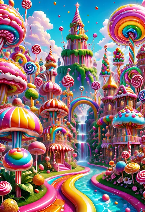 Candyland, by Lisa_Frank, (masterpiece, best quality, Professional, perfect composition, very aesthetic, absurdres, ultra-detail...