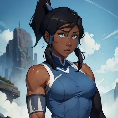 korra, dark skin, dark-skinned female, ponytail, muscular female, nsfw, high quality, detailed, high resolution, black face, ext...