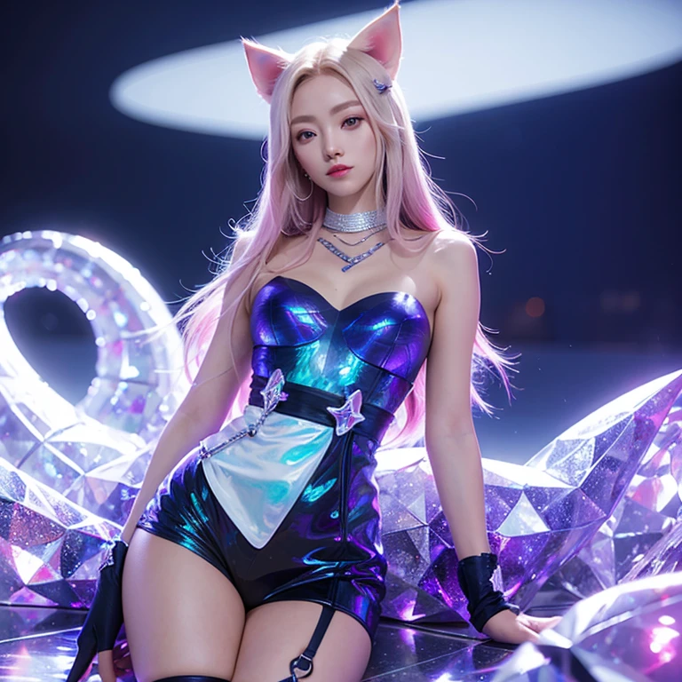 Seraphine: 0.7, League of Legends, K/DA, ninetails masterpiece, high quality, heavily detailed, full sharp, 4k, 8k