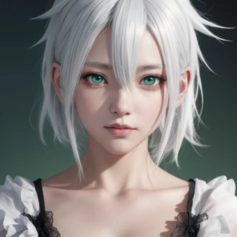 Anime girl with white hair and green eyes, detailed digital anime art, anime style 4k, white haired god, Anime Art Wallpaper 4K,...