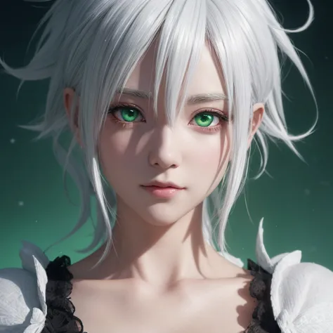 Anime girl with white hair and green eyes, detailed digital anime art, anime style 4k, white haired god, Anime Art Wallpaper 4K,...