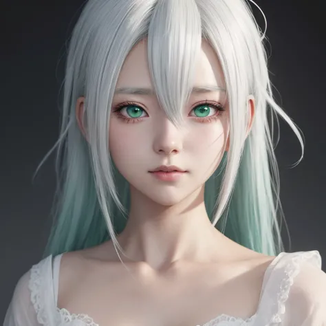 Anime girl with white hair and green eyes, detailed digital anime art, anime style 4k, white haired god, Anime Art Wallpaper 4K,...