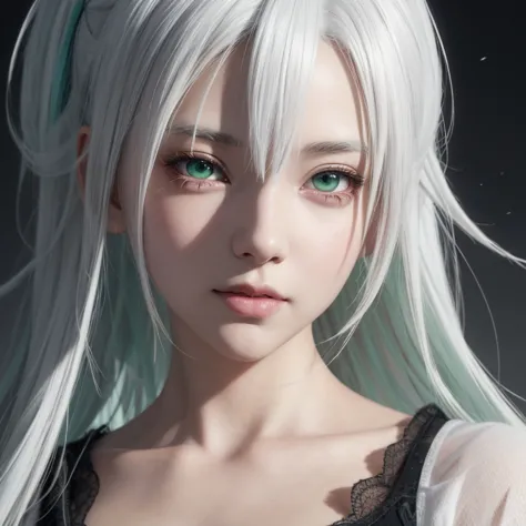 Anime girl with white hair and green eyes, detailed digital anime art, anime style 4k, white haired god, Anime Art Wallpaper 4K,...