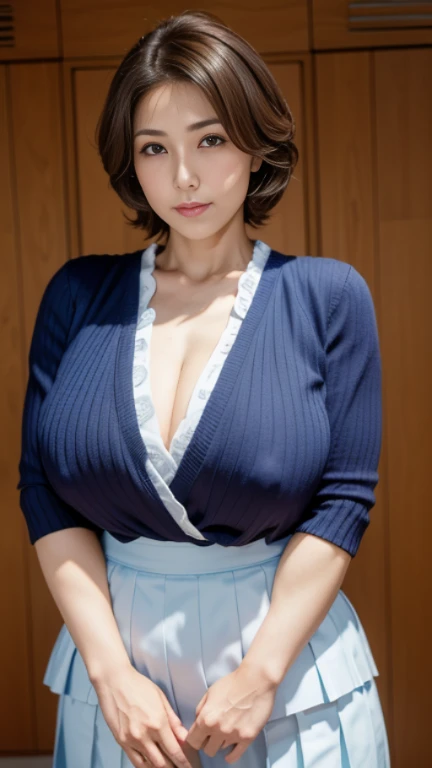 Japan&#39;The most beautiful mother((35 year old beautiful mature woman.A radiant face，Batch transformation))、((My mother is strong.，round face.))、((Mom is like a close friend))(short brown hair)、Busty mom、Too big and a bit saggy、RAW development、actual、((Attend gymnasium graduation ceremony))、((My mom in her  pleated skirt.)Showing cleavage，
