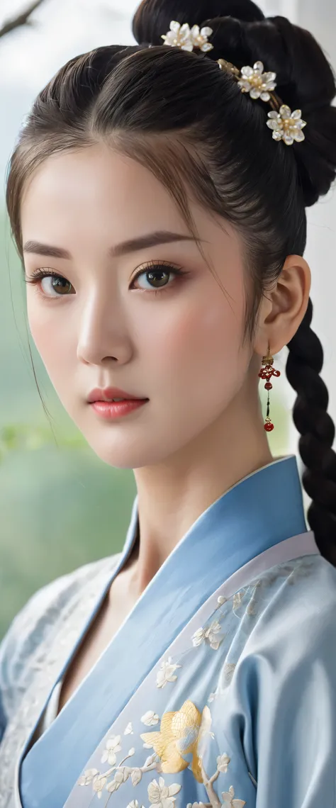 highest quality、masterpiece、High resolution(1.4)、絶妙なChina dressに身を包んだwuxia 1girlは、It revealed her super gorgeous face adorned wi...