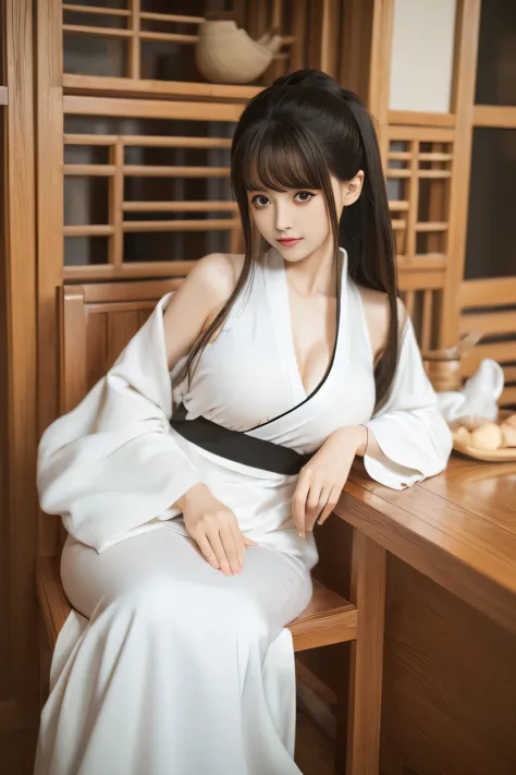 chunmomo, (masterpiece, best quality:1.2), soft light, 1girl, solo, delicate face, Detailed skin, long black hair, ,hanfu, chine...