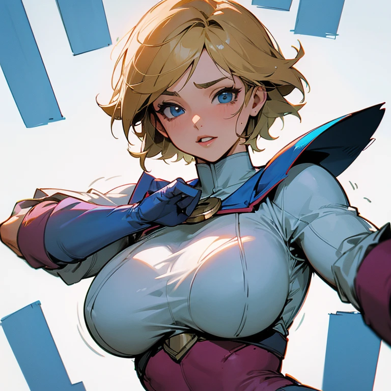 Power girl,grabbing her breasts