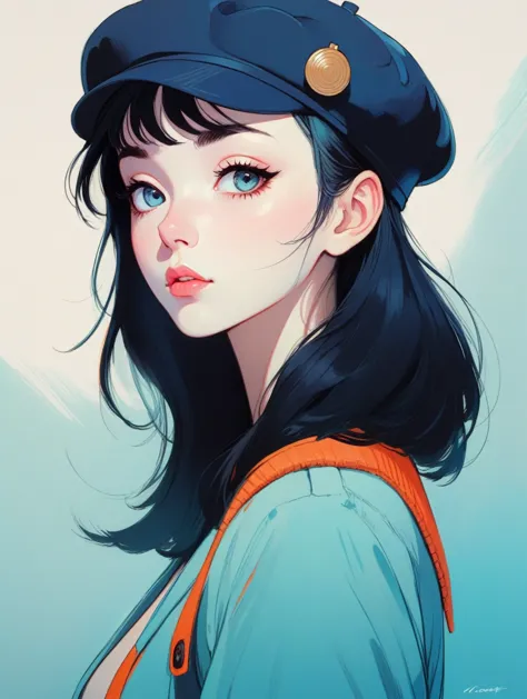 girl wearing a beret, very anime!!! anime!! intricate details, aesthetically pleasing pastel colors, poster background, art by c...