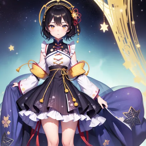 1girl、vtuber-fullbody、Star Fairy、masterpiece、official art、Super detailed、super beautiful、かわいいStar Fairy、white straight short hai...