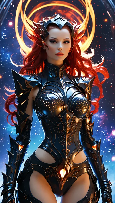 1woman，Galaxy armor，hell lady，beautiful