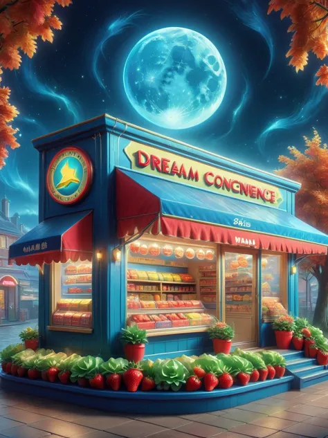 (masterpiece), best quality，(shiny:1.2)，(dream world:1.4)，(A Van Gogh-style midnight convenience store:1.5), A cute and cheerful...