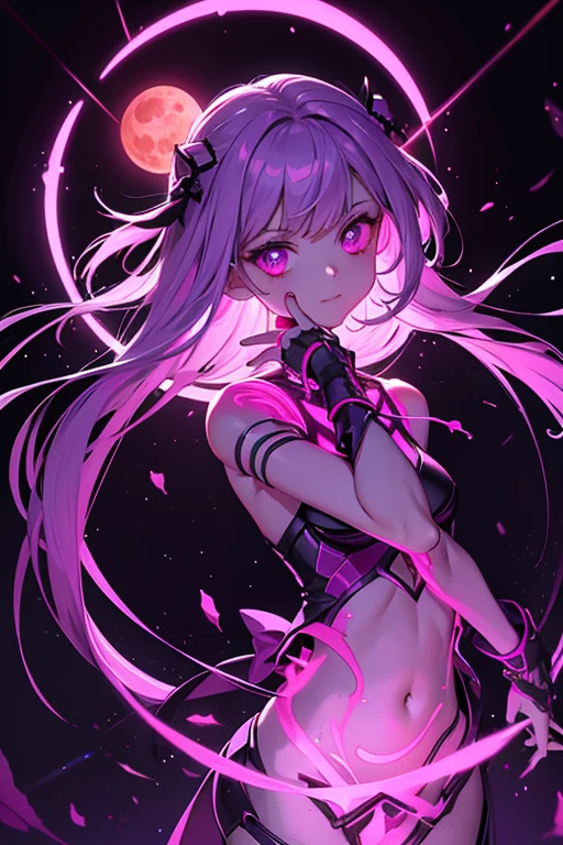 Light Purple Necromancer, blood moon,  masterpiece, best quality, super quality, best Light, Best shadow beautiful effect, bright colors, neon Light, neon, Light,