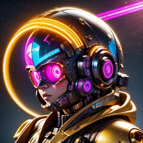 side close-up，a close up of a robot with a glowing head and a purple background, cyber mech, in style of beeple, cyberpunk pikac...